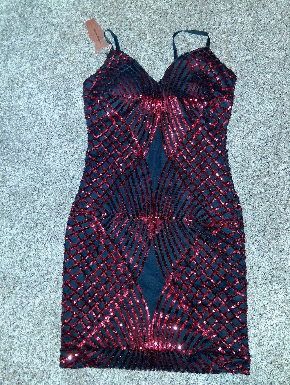 Y2k Red Sequin Bodycon Mini Dress